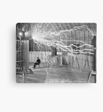 Tesla and His Coils Metal Print
