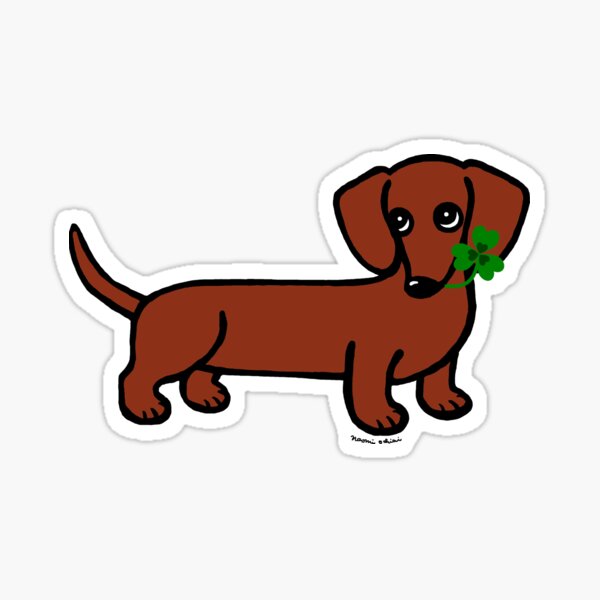 Dachshund Cute Eyes Shamrock Sticker