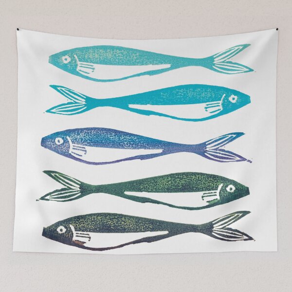 Item preview, Five blue fish designed and sold by tinygrey.