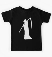 GRIM REAPER, DEATH, HALLOWEEN, Death, Spectre of Death, WHITE on BLACK Kids Tee