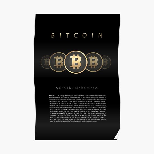 Poster Plakat BTC Whitepaper Satoshi Nakamoto Crypto Currency