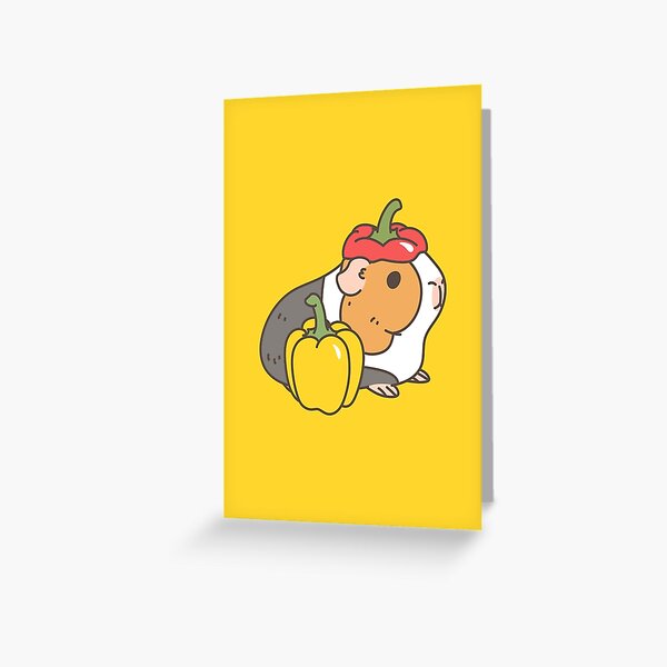 Bell pepper, cherry tomatoes and Guinea pigs pattern Greeting Card