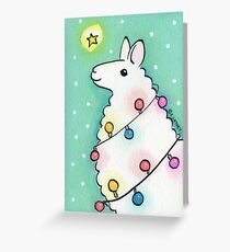 Festive Llama with Christmas Lights Greeting Card