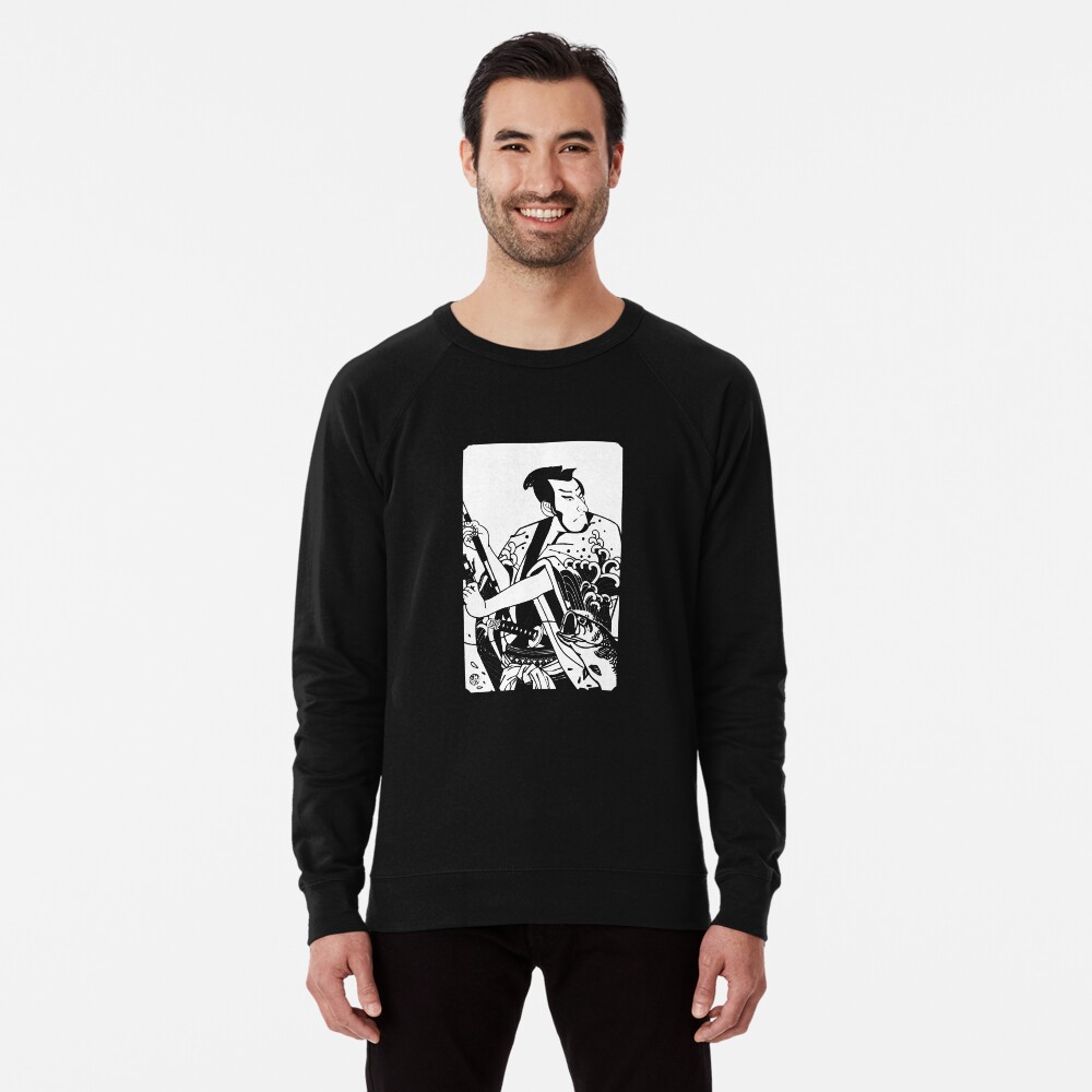 Fishing Samurai Japan T Shirt Lightweight Sweatshirt By Bigbiglove6789 Redbubble