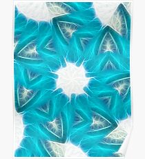 Cyan Glow Kaleidoscope 6 Poster
