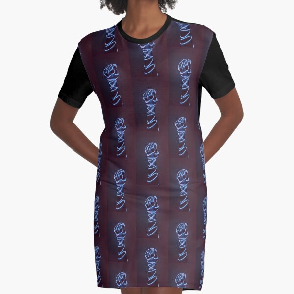 Neon Blue Arm Graphic T-Shirt Dress