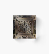 Art Deco, Gold, Schwarzes, Vintag, Chic, elegant, Ära 1920, der große Gatsby, modern, modisch, dekorativ Acrylblock