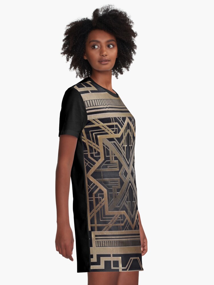 Alternate view of Art deco,gold,black,vintage,chic,elegant,1920 era,The Great Gatsby,modern,trendy,decorative Graphic T-Shirt Dress