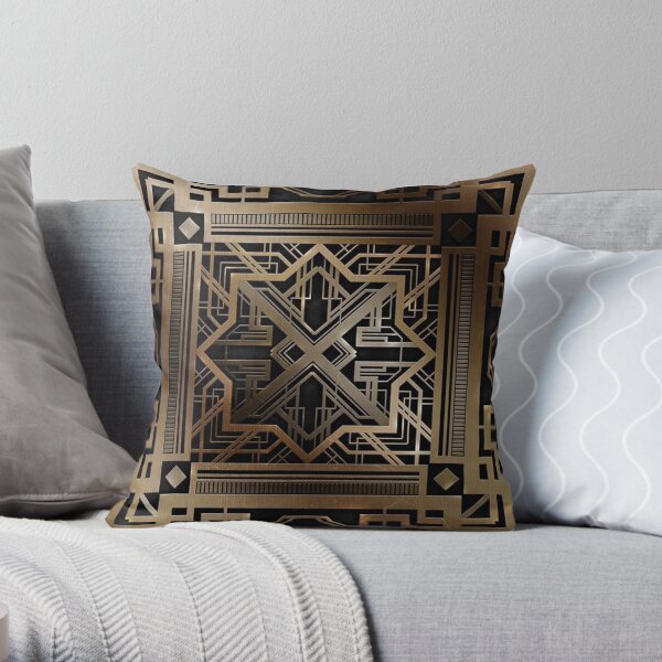 Art deco,gold,black,vintage,chic,elegant,1920 era,The Great Gatsby,modern,trendy,decorative Throw Pillow