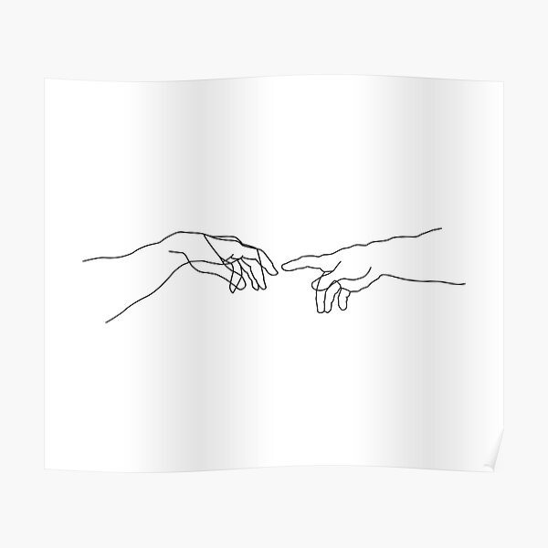 Creation of Adam minimal drawing Poster