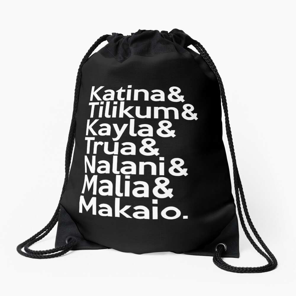 "SeaWorld Orlando Pod Names (White Text)" Drawstring Bag by