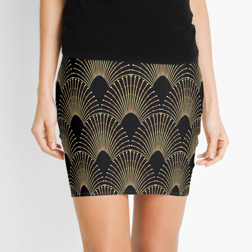 Art deco,gold,black,chic,elegant,1920's,great the Gatsby,pattern Mini Skirt