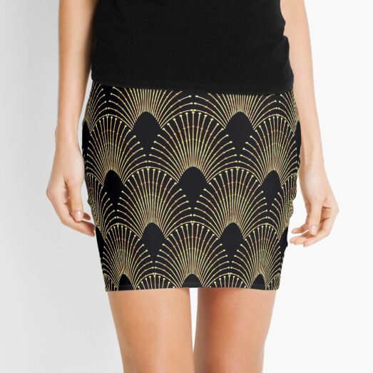 Art deco,gold,black,chic,elegant,1920's,great the Gatsby,pattern Mini Skirt
