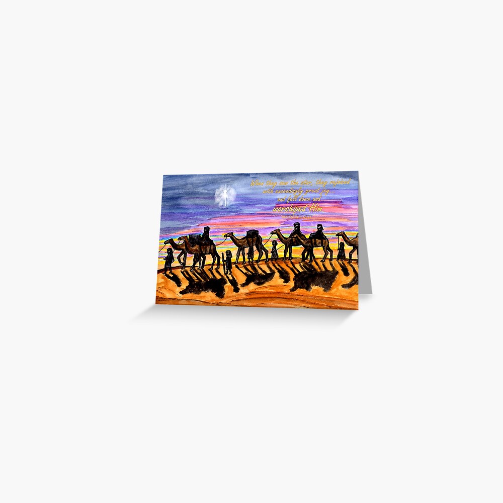 Wise Men Christmas Image - With Matthew 2:10,11 Bible Verses Greeting Card