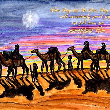 Artwork thumbnail, Wise Men Christmas Image - With Matthew 2:10,11 Bible Verses by EuniceWilkie