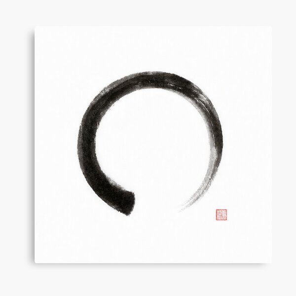 Enso circle Japanese Zen Sumi-e painting on white rice paper art print Canvas Print