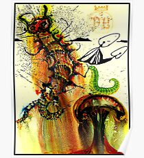 ALICE IM WUNDERLAND: Vintage Caterpillar Dali-Druck 1969 Poster