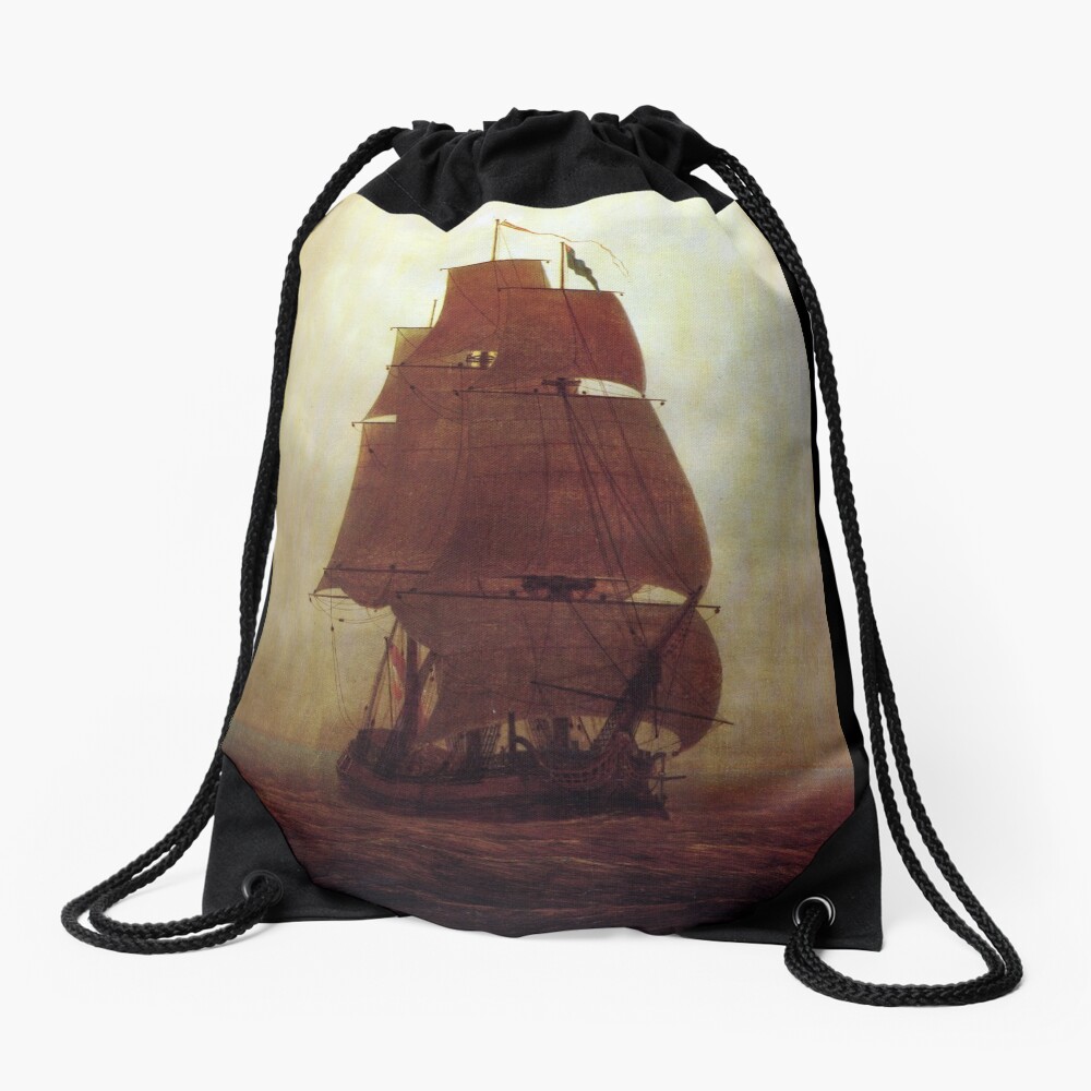 Sailing Ship (Caspar David Friedrich) Drawstring Bag