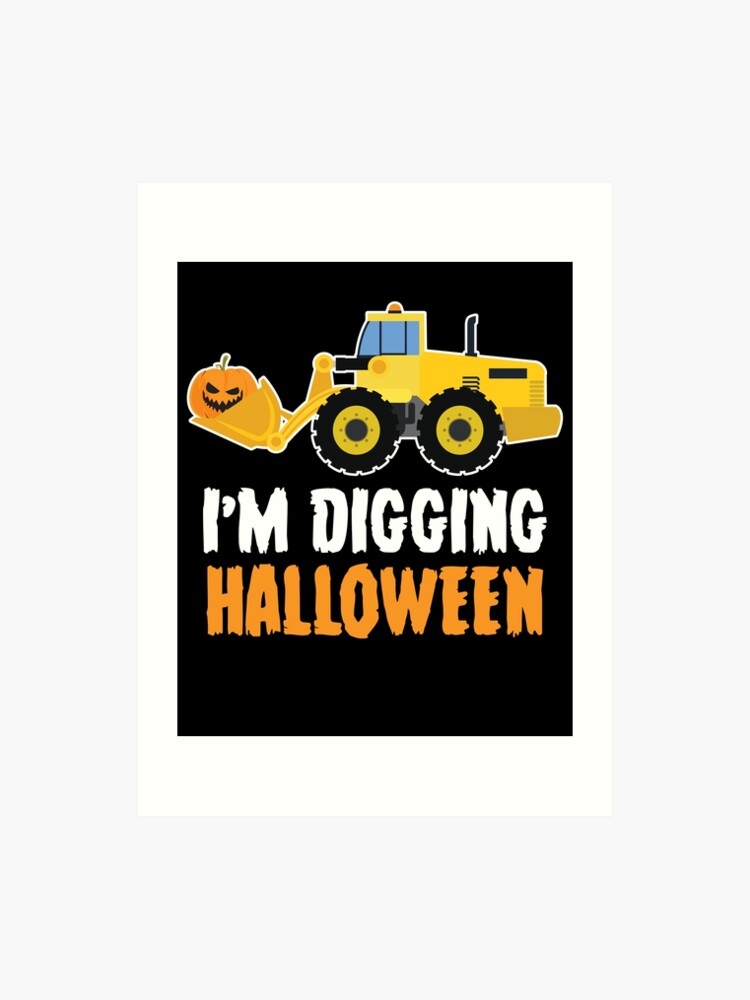 Pumpkin Face Tractor Im Digging Halloween Cute Toddler Kids T-Shirt