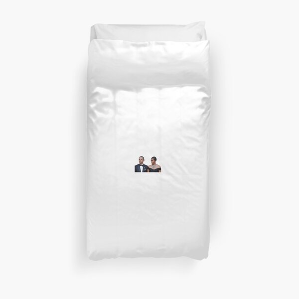Barack and Michelle Obama Funny Faces Duvet Cover