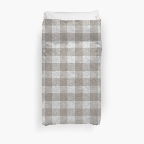 Beige and Grey Textured Buffalo Plaid Duvet Cover