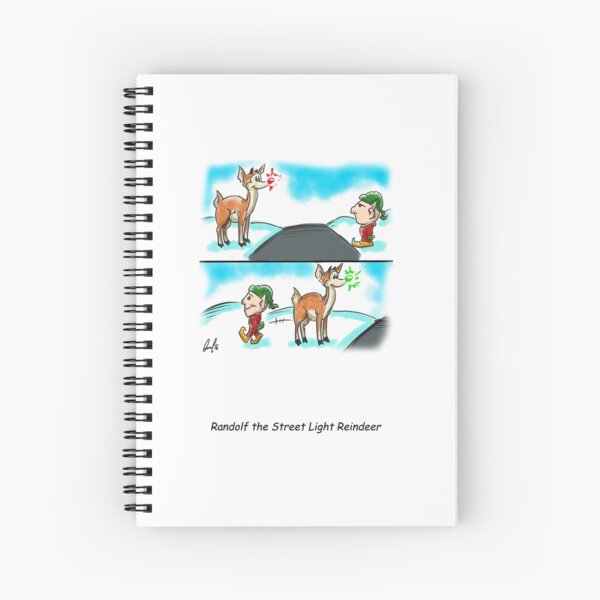 Randolf the Street Light Reindeer Spiral Notebook