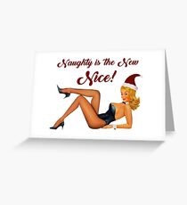 Pin Up Playboy Bunny "NAUGHTY IS THE NEW NICE" Retro Art Greeting Card