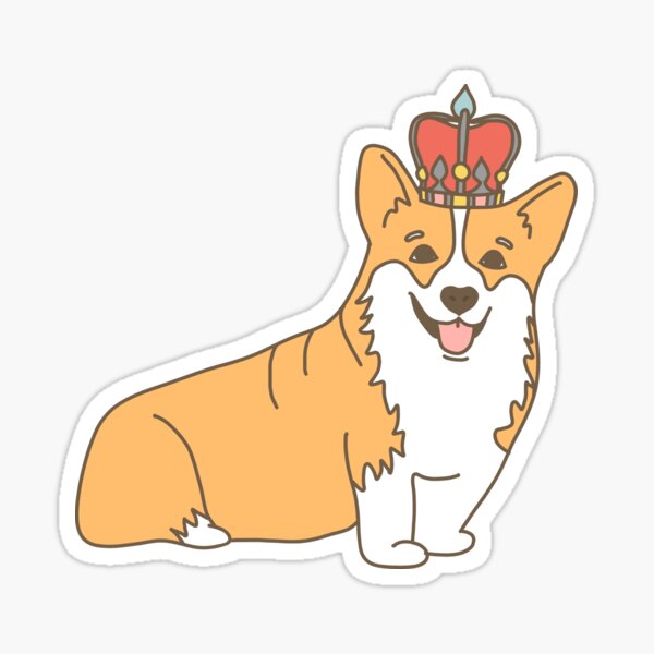 Cute Cartoon Corgi Queen with Crown Sticker