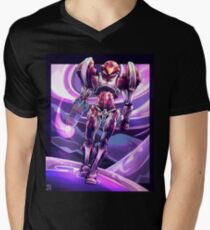 Dunkler Anzug Samus T-Shirt mit V-Ausschnitt