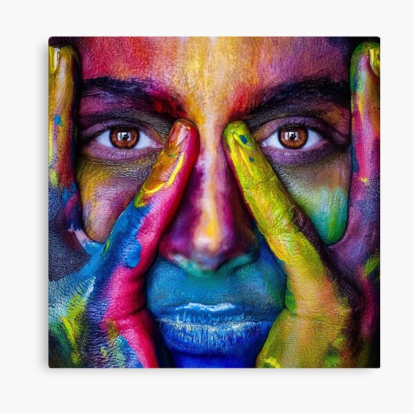 Girl Face Colorful Colors Artistic Model Person Canvas Print