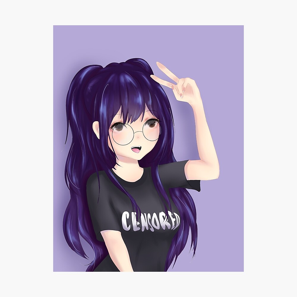 Anime girl with purple and blue gradation hair... - Stock Illustration  [97458721] - PIXTA