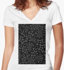 Gray stars Women's Fitted V-Neck T-Shirt