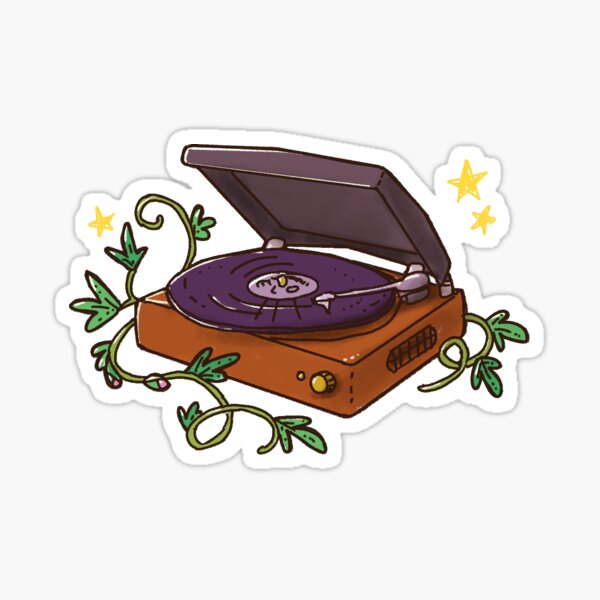 Item preview, Vintage record player playing ELO's "Strange Magic", surrounded by vines and stars (illustration from "The House That Wanted to Be a Garden") designed and sold by almaasi.