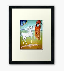 Einhorn: Vintage 1978 Herz Piercing abstrakte Dali Print Gerahmtes Wandbild