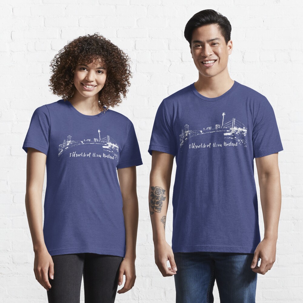 Skyline con texto - Düsseldorf lleva Umlaut Camiseta esencial
