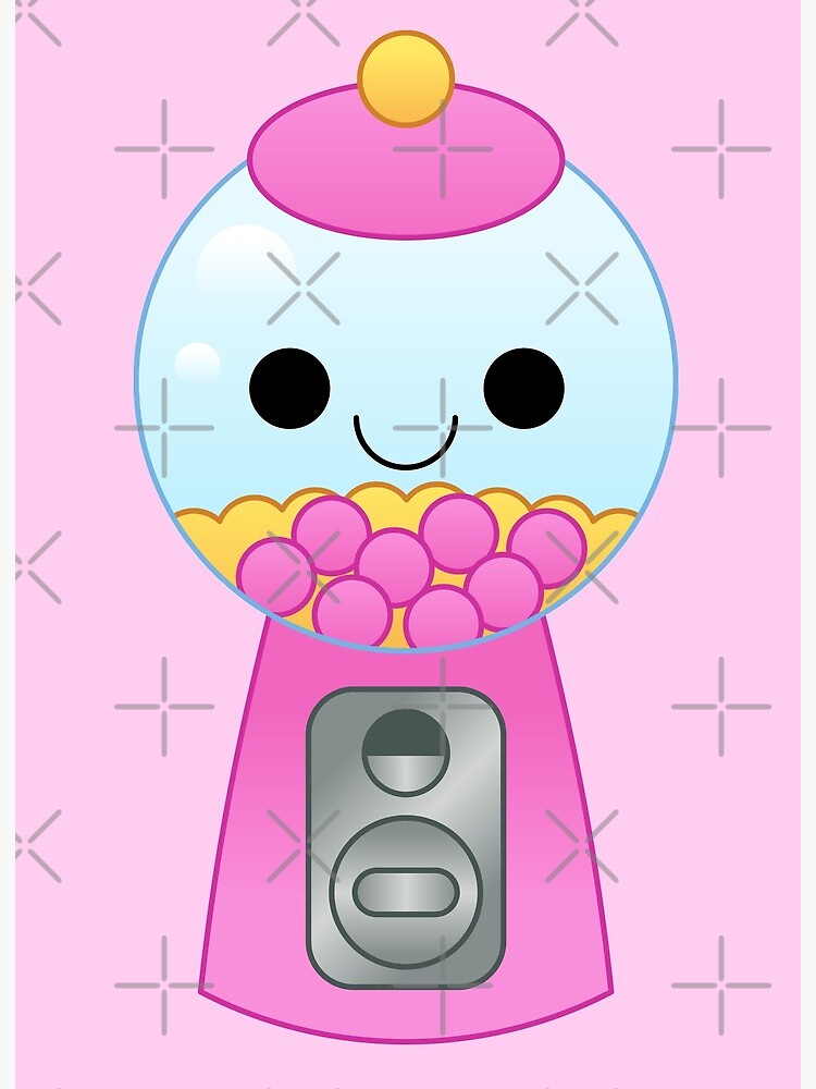 kawaii pink gumball machine Art Board Print for Sale by kittybox