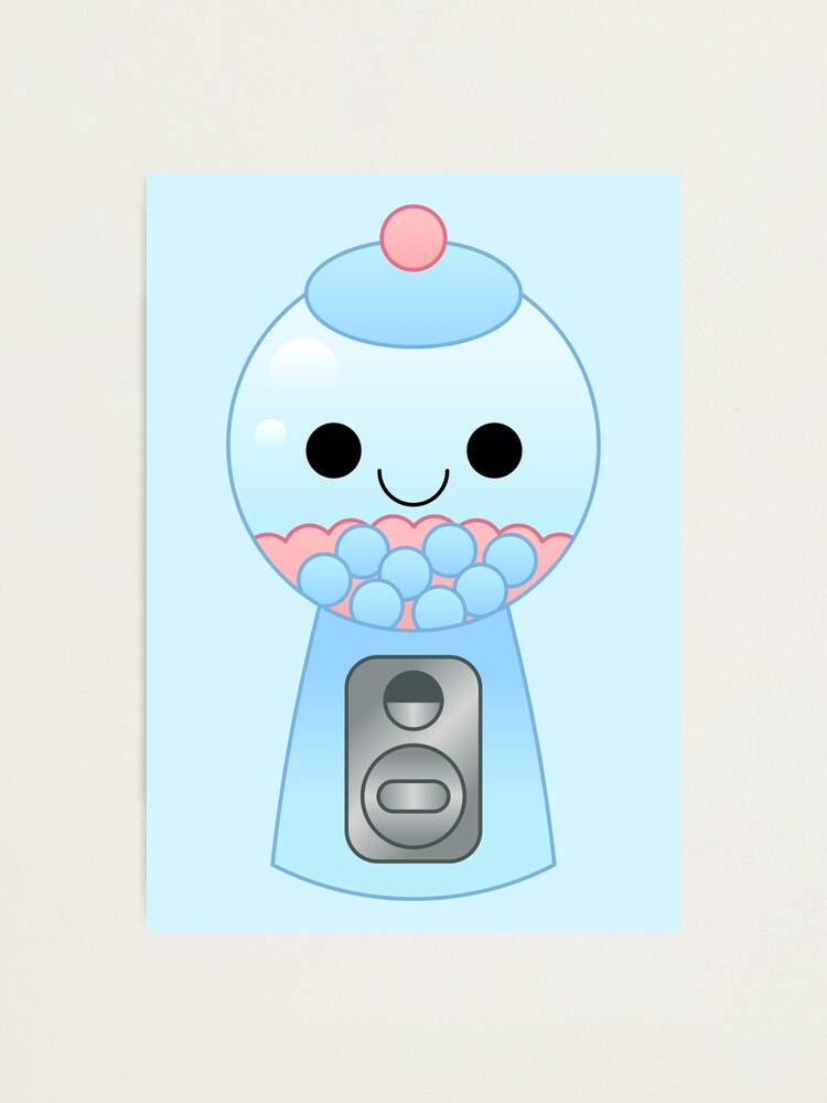 Kawaii Blue Gumball Machine Photographic Print By Kittybox Redbubble