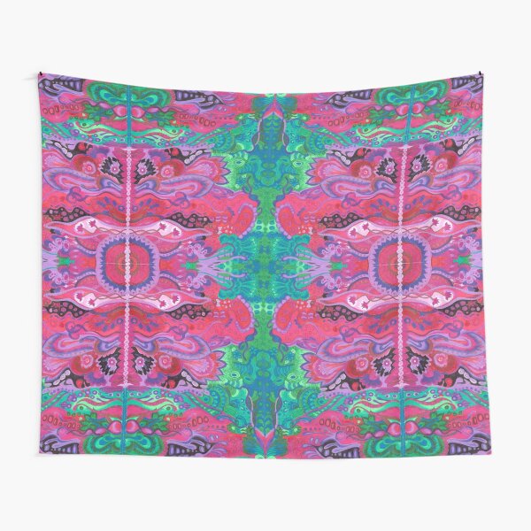 Inner garden boho style abstract floral cyclamen green Tapestry