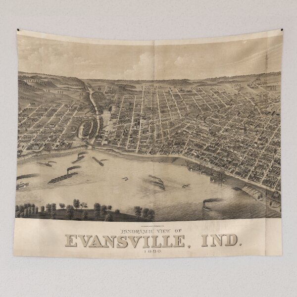 Item preview, Panoramic view of Evansville, Indiana (1880) designed and sold by allhistory.
