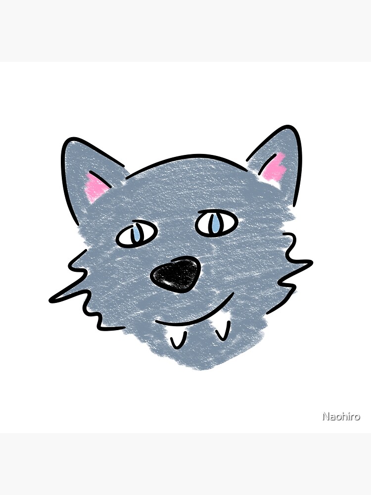 Cartoon drawing funny wolf dog face gift