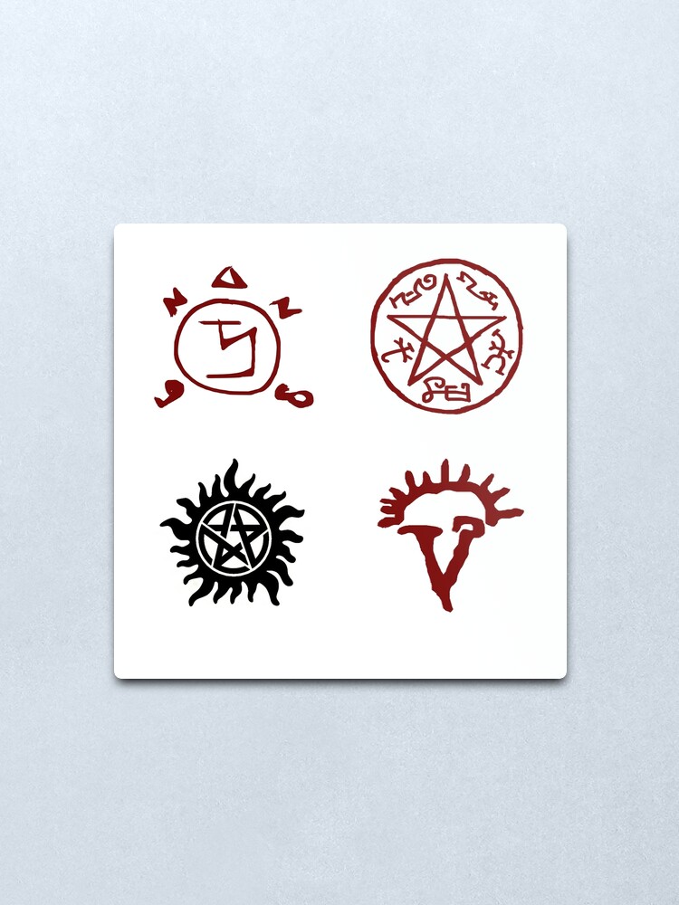 Impression Metallique Supernatural Sigils Tattoo Piege A Diables Symboles De Protection Dean Winchester Par Runlikeclockwor Redbubble