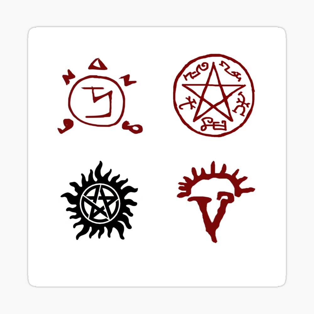 SUPERNATURAL Sigils Tattoo Devils Trap Protection Symbols Dean  Winchester Poster for Sale by runlikeclockwor  Redbubble