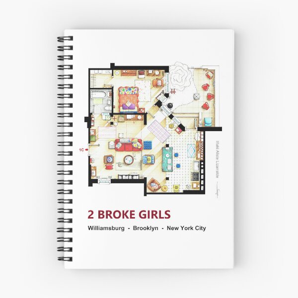 Item preview, Floorplan of the apartment from 2 BROKE GIRLS designed and sold by TV Floorplans & More.