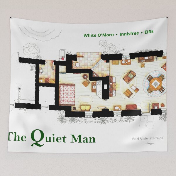 Item preview, Floorplan of White O'Morn cottage from THE QUIET MAN designed and sold by TV Floorplans & More.