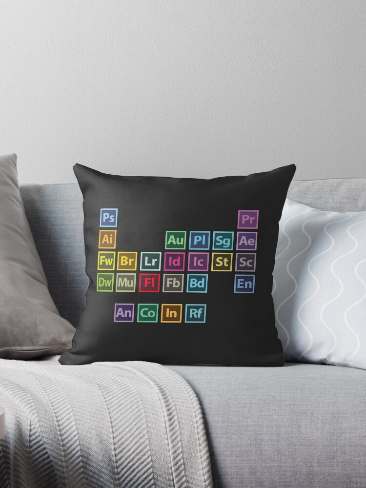 Throw Pillow, Adobe Table of Elements designed and sold by 275M