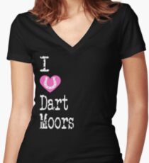 I Heart Dart Moors | Love Dartmoor Horse Breeds Women's Fitted V-Neck T-Shirt