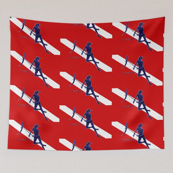 Item preview, Vintage Freediving Spearfishing Diver with Underwater Flag designed and sold by urmaddad.