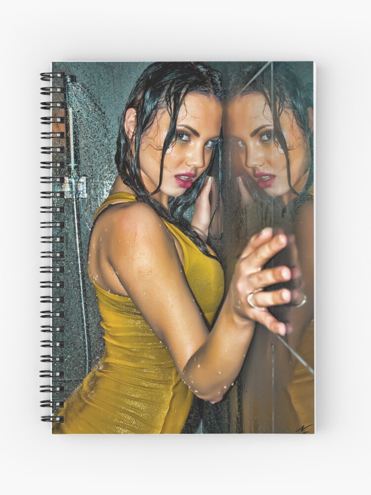 Erotic Fashion Art Photography Poster Print - "Reflection - Beautiful Girl  Wet in Shower Wearing Clothes " Featuring a Hot Sexy Brunette Model -  Tshirts - Mugs - Phone Cases and More."