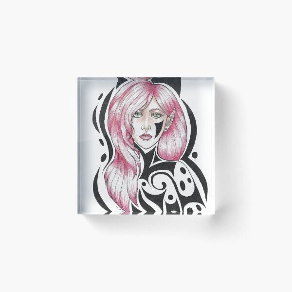 Pink and Black Acrylic Block