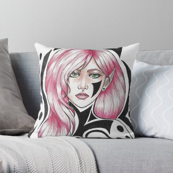Pink and Black Throw Pillow